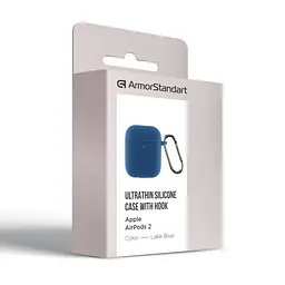 Силіконовий чохол для навушників Apple AirPods 2, Hang Case, синій, ультратонкий захисний кейс товщиною 2 мм, захист від подряпин, пилу та ударів, компактний, з карабіном для кріплення, ArmorStandart (ARM59683) - мініатюра 3