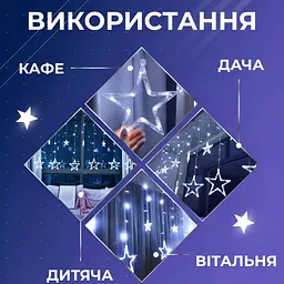 Гірлянда-штора Зірки та ялинки розмір 3*0,9 м 10 фігур, білий GarlandoPro 1733071W - мініатюра 18