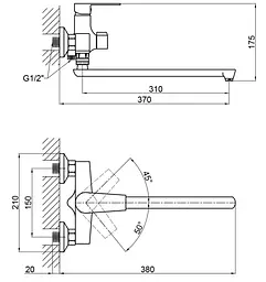 Змішувач для ванни Brinex 35C 005, Chrome (k35) BRIN35C005 - мініатюра 6