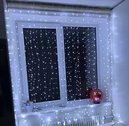 Гірлянда штора Водоспад 720 led 3х3м (прозорий провід, 15 ниток) Холодний білий - мініатюра 4