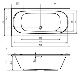 Ванна акрилова Rho Taurus 170x80 BC0700500000000 Білий - мініатюра 2