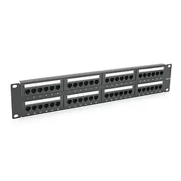 Патч-панель 48 порту UTP DUAL кат 6Е 19" 2U не екранована чорна Q20