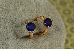 Сережки дитячі Xuping Jewelry глобус із синім каменем 1,2 см золотисті
