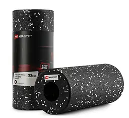 Роллер масажер (валик, ролик) гладкий Hop-Sport EPP 33см HS-P033YG чорно-білий