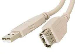 Кабель USB 2.0 AM - USB AF, 3 м, білий, Atcom, феритовий фільтр (3790)