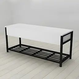 Банкетка з ящиком Ferrum-decor Дрейк 2 550x1200x400 метал Чорний ДСП Білий 16 мм (FRD-103066)
