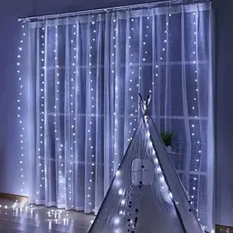Новорічна світлодіодна гірлянда-штора Роса 2x2 м з 160 білими LED-лампочками та живленням USB