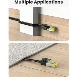 Патч корд Ugreen мережевий кабель 10 Гбіт/с 600 МГц сумісний зі Smart TV, Svicth плоский 1 м Black (NW189) - мініатюра 3
