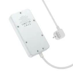 Мережевий зарядний пристрій подовжувач Hoco AC8A 3 USB/Type-C PD QC 30W 3 розетки 1.5m білий - мініатюра 4