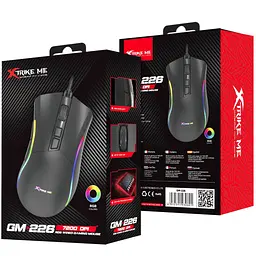 Мишка XTRIKE ME GM-226, ігрова, USB, 7200dpi., 7кн.,RGB, чорна (GM-226)