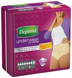 Поглинаюча спідня білизна Depend для жінок, L, 18 шт. (2 уп. х 9 шт.) - мініатюра 4