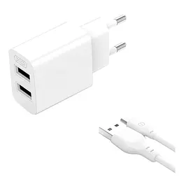 Адаптер мережний XO Micro USB Cable Dual USB Charger L109 |2USB, 2.4A|