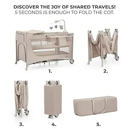 Ліжко-манеж с пеленатором Kinderkraft Joy 2 Beige (KLJOY02BEG000AC) - мініатюра 2
