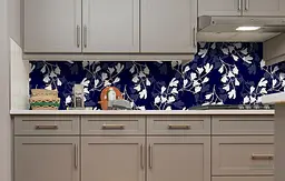 Кухонний фартух Японська ніч квіти ПВХ 60х250 см вініловий рослини самоклеючий Синій Happy Pocket Z183861 - мініатюра 2