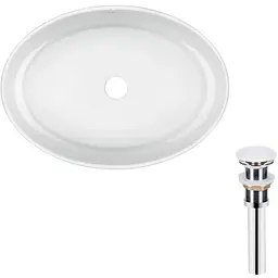 Умивальник Qtap Kolibri накладний овальний 500x360x140 мм White + донний клапан PU02, Білий
