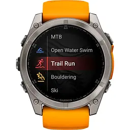 Смарт-годинник Garmin Fenix 8 AMOLED Sapphire 51mm Titanium with Spark Orange/Graphite Silicone Band (010-02905-10) [115048] - мініатюра 9