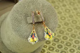 Сережки Xuping Jewelry греза Сваровскі жовтий хамелеон 3,5 см золотисті