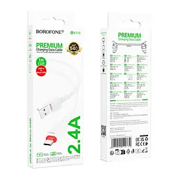 Кабель синхронізації Borofone BX110 Premium 2.4A USB to MicroUSB 1м White (37240_3611055) - мініатюра 2