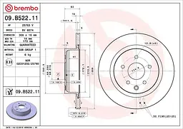 Диск гальмівний вентильований Infiniti G, Ex, Qx50 I, M45, Q60, M35 00-25р Brembo (09.B522.11)