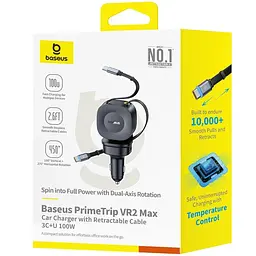 АЗП Baseus PrimeTrip VR2 Max PD100W+QC3.0 with retractable cable (1USB-A/3C) (C02066) Cosmic Black - мініатюра 2