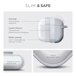 Силіконовий чохол для навушників Apple AirPods 4, Hang Case, білий, ультратонкий захисний кейс товщиною 2 мм, захист від подряпин, пилу та ударів, компактний, з карабіном для кріплення, ArmorStandart (ARM81295) - мініатюра 3