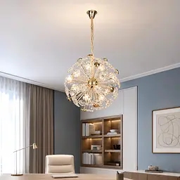 Декоративна підвісна люстра-сфера Artlight 25013-500GD золота на 12 ламп G4 з прозорим склом