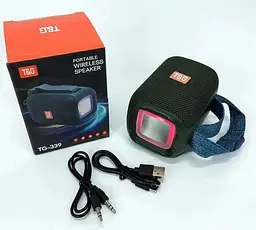 Портативна бездротова Bluetooth колонка T&G TG-339 з потужним звучанням LED-підсвічуванням та ремінцем для перенесення Чорний - мініатюра 5