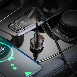 Автомобільний зарядний пристрій Hoco NZ16 Type-C PD 30W metal grey + кабель Type-C to Lightning - мініатюра 2