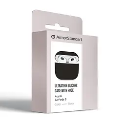 Силіконовий чохол для навушників Apple AirPods 3, Ultrathin Silicone Case, чорний, захисний чохол, ультратонкий і легкий, захист від подряпин і пилу, м"який силікон, ArmorStandart (ARM60297) - мініатюра 3