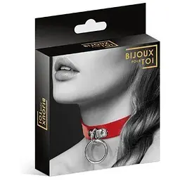 Чокер з кільцем для повідця Bijoux Pour Toi - FETISH, Червоний