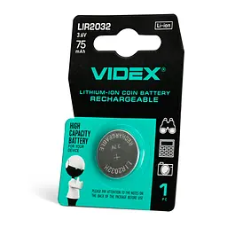 Акумулятор літієвий Videx LIR2032 BLISTER CARD 1 шт. (LIR2032 1B) - мініатюра 2