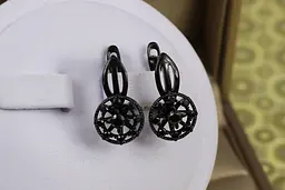 Сережки Xuping Jewelry атракціон з камінцями чорне покриття блек ган 1.9 см