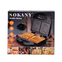 Вафельниця Sokany SK-128 для випікання мультяшних панкейків, чорний Sokany SK128 - мініатюра 5