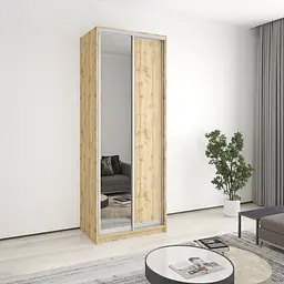 Шафа-купе дводверна MebelStar Стандарт AL ДСП/Дзеркало 90x45x240 см Дуб тахо (MBS-3716)