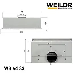 Витяжка вбудована Weilor WB 64 SS - мініатюра 10