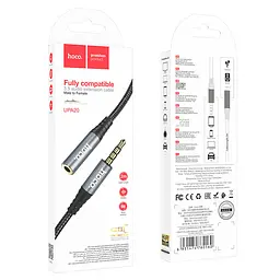 Кабель Hoco UPA20 3.5 audio extension cable male to female ( L-2M ) Metal Gray - мініатюра 2