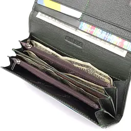 Горизонтальний гаманець у два складення з натуральної шкіри ST Leather 23067 зелений - мініатюра 7
