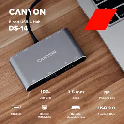 Порт-реплікатор Canyon 8-in-1 USB-C (CNS-TDS14) - мініатюра 2