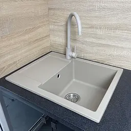 Adamant Набір кухонний Minimal, штучний камінь, прямокут., з крилом, 615х495х200мм, чаша - 1, врізна, Сахара + змішувач та дозатор - мініатюра 2