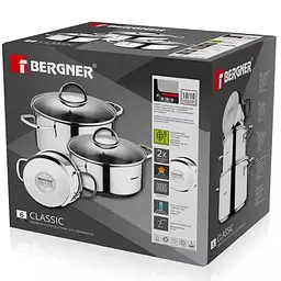 Набір каструль Bergner Classic 6 предметів (BG-6284) - мініатюра 4