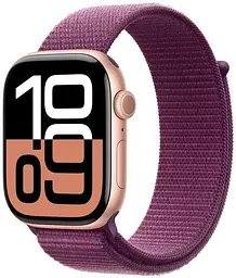 Смарт-годинник Apple Watch Series 10 GPS 46mm Rose Gold Aluminum Case w. Plum Sport Loop (MWWV3)