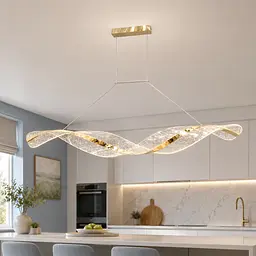 Підвісна лінійна LED-люстра Artlight 5341-1200L-GD золота подвійна хвиля з прозорим акрилом та блискітками