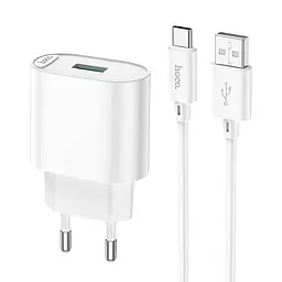 Адаптер сетевой Hoco Type-C Cable Fighter single port charger C109A 1USB, 18W/3A, QC