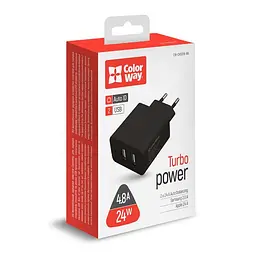 Мережевий зарядний пристрій ColorWay AutoID (2USBx2.4A) Black (CW-CHS016-BK) - мініатюра 3