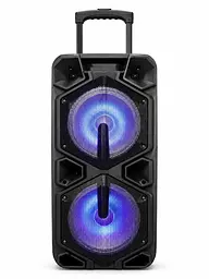 Портативна колонка валіза 2×10″ PMPO 4000 Вт з мікрофоном, пультом і LED чорна (49676161)