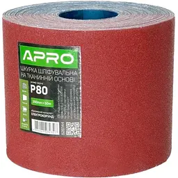 Шліфувальний папір наждачна шкірка в рулоні тканинна APRO 200 мм x 50 м x P80