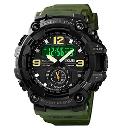 Наручний годинник чоловічий Skmei 1637 Army Green, 1637AG (18439) - мініатюра 2