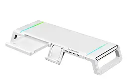 Підставка столик для монітора 2E CPG-007 White, 550x205x7 мм, phone holder/storage drawer, 4xUSB-A, RGB - мініатюра 4
