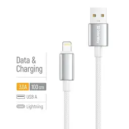 Дата кабель USB 2.0 AM to Lightning 1.0m 3A zinc alloy braided white ColorWay (CW-CBUL098-WT) - мініатюра 4
