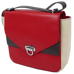 Невелика жіноча шкіряна сумка Giorgio Ferretti 35553SD04 Червона з бежевим - мініатюра 3
